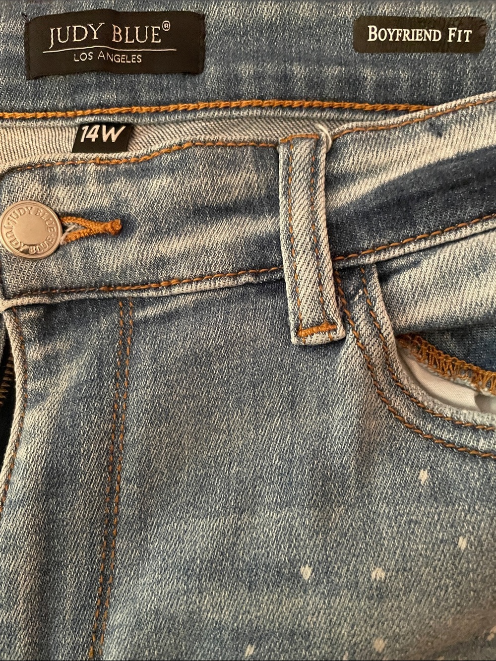 Judy Blue Light Blue Distressed Boyfriend Jeans, 14W - Picture 2 of 7